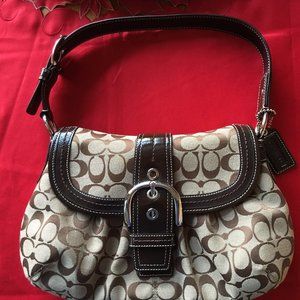 Coach Signature Khaki Jacquard Hobo Bag
